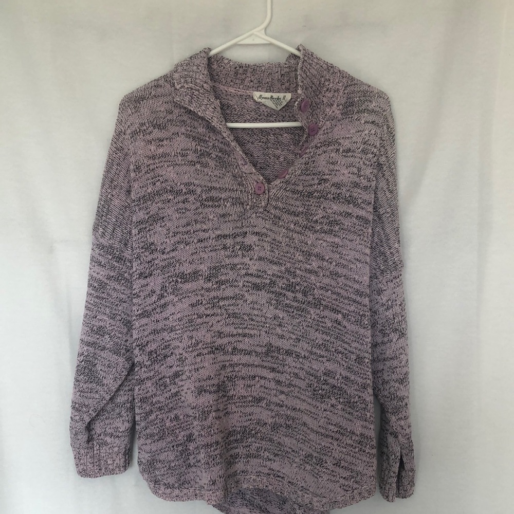 purple buttoned pull over
